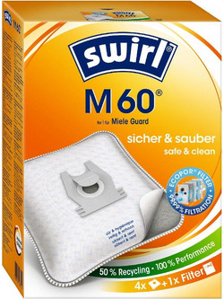 Swirl M60 Σακούλες Σκούπας 4τμχ Συμβατές με Σκούπα Miele
