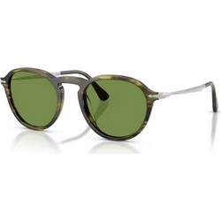 Persol PO3383S 12374E Ανδρικά Γυαλιά Ηλίου Στρογγυλά Ασημί Καφέ με Πράσινο Φακό