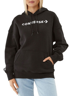 Converse Γυναικείο Φούτερ Oversized με Κουκούλα & Τσέπες Μαύρο 10025690-A06