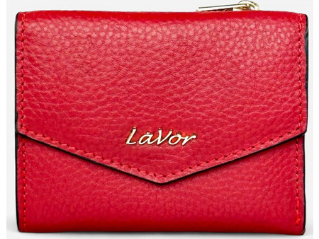 Lavor Μικρό Δερμάτινο Γυναικείο Πορτοφόλι Καρτών RFID με Clip Κόκκινο 1-6082