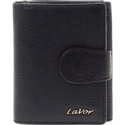 Lavor Μικρό Δερμάτινο Γυναικείο Πορτοφόλι Καρτών RFID με Snap Μαύρο 1-6162