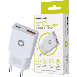 Mobile Origin MO16 Φορτιστής χωρίς Καλώδιο με Θύρα USB-A & Θύρα USB-C 30W Power Delivery