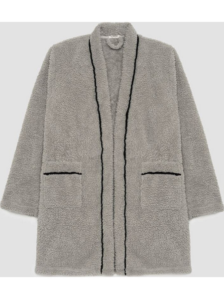 Minerva Γυναικεία Ρόμπα Χειμωνιάτικη Fleece Γκρι 96-52705-297