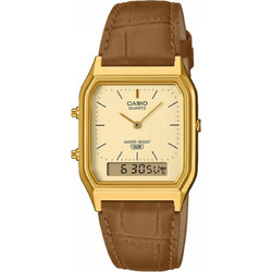 Casio Collection Ανδρικό Ρολόι Χρονογράφος με Καφέ Καουτσούκ Λουράκι AQ-230EGL-9AEF