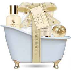 Glamorous White Tube Shower Gel 100ml + Body Lotion 100ml + Body Scrub 60ml + Bath Bomb 1τμχ