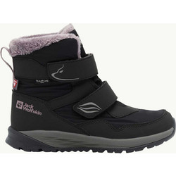 Jack Wolfskin Polar Bear Texapore Παιδικά Μποτάκια Χιονιού Μαύρα Ροζ Αδιάβροχα με Σκρατς & Γούνα A62146-6350