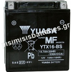 Spark Battery Μπαταρία Μοτοσυκλέτας YTX16-BS 14.7Ah