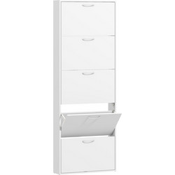 HOMCOM Παπουτσοθήκη Ξύλινη Λευκή M65xΠ14xΥ180.5cm 837-650V00WT