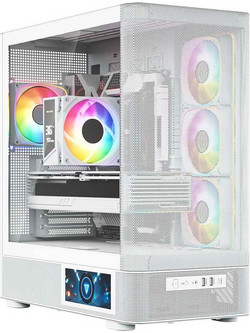 Modecom Volcano AQ400 White Gaming Midi Tower Κουτί Υπολογιστή RGB με Πλαϊνό Παράθυρο