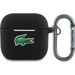 Lacoste LCA4SLOK Θήκη Σιλικόνης με Γάντζο για Apple AirPods 4 Μαύρη