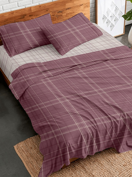 Palatex Σετ Σεντόνια Υπέρδιπλα Φανελένια 230x260 Stepp Beluga Mauve Beige