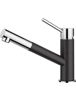 Blanco Kano-S 526174 Μπαταρία Κουζίνας Πάγκου Διπλής Παροχής Ανάμεικτη με Ντουζ Μαύρη