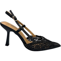 Elenross Γόβες Slingback Δερμάτινες με Λεπτό Ψηλό Τακούνι Μαύρες GS10135W-BLA