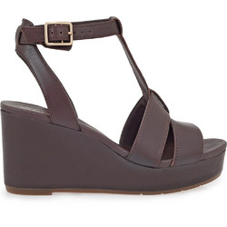 Clarks Καλοκαιρινές Γυναικείες Πλατφόρμες Ψηλές Δερμάτινες Σοκολατί 261861-04