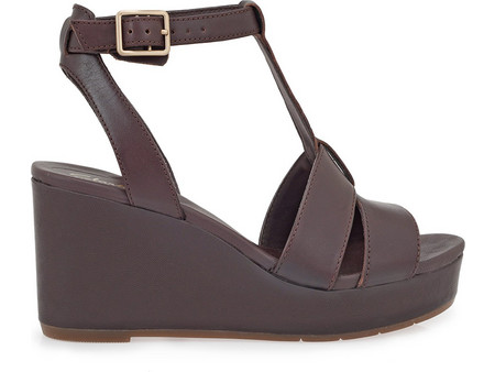 Clarks Καλοκαιρινές Γυναικείες Πλατφόρμες Ψηλές Δερμάτινες Σοκολατί 261861-04