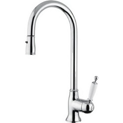 Bugnatese Oxford 6395-100 Μπαταρία Κουζίνας Πάγκου Διπλής Παροχής Ανάμεικτη με Ντουζ Inox