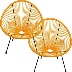 Kare Design Acapulco Πολυθρόνα Κήπου Μεταλλική Κίτρινη Μαύρη 2τμχ