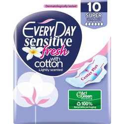 EveryDay Fresh Super Ultra Plus Σερβιέτες με Φτερά για Αυξημένη Ροή 6 Σταγόνες από Βαμβάκι 10τμχ