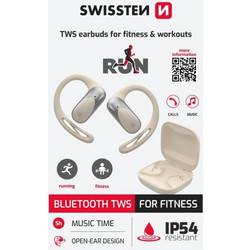 Swissten Run Ακουστικά Bluetooth In Ear Ανθεκτικά στο Νερό Beige