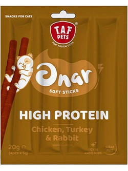 Taf Pets Onar High Protein Soft Sticks with Chicken, Turkey & Rabbit 4x5gr