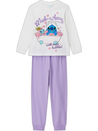 Original Marines Lilo & Stitch Παιδική Πιτζάμα Βαμβακερή Χειμωνιάτικη Λιλά Λευκή DFAV3784F