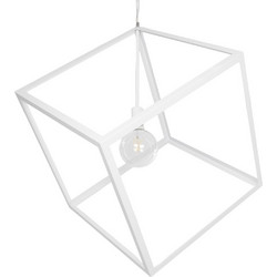 Globostar Cube Κρεμαστό Φωτιστικό Οροφής Πλέγμα Μονόφωτο G125 Λευκό 70x70x87cm 999-0217