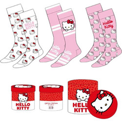 Hello Kitty Βαμβακερές Γυναικείες Κάλτσες Λευκές Ροζ με Σχέδια 3Pack 8445484544633