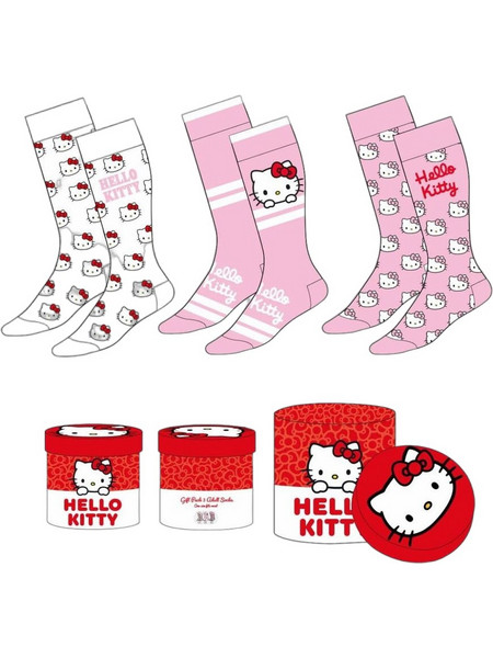 Hello Kitty Βαμβακερές Γυναικείες Κάλτσες Λευκές Ροζ με Σχέδια 3Pack 8445484544633