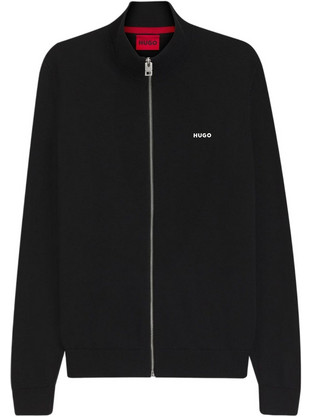 Hugo Boss Ανδρική Ζακέτα Πλεκτή με Φερμουάρ Μαύρη 50553606-001