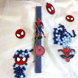 Liebe Queen Χειροποίητη Λαμπάδα Αρωματική με Μπρελόκ Spiderman Μπλε
