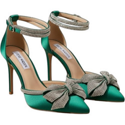 Steve Madden Live Up Γόβες με Τακούνι Στιλέτο με Λουράκι Φιόγκο & Στρας Πράσινες SM11002573-04003-31X