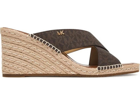 Michael Kors Καλοκαιρινές Γυναικείες Πλατφόρμες Χαμηλές Δερμάτινες Καφέ 40R6KZMS1B-200