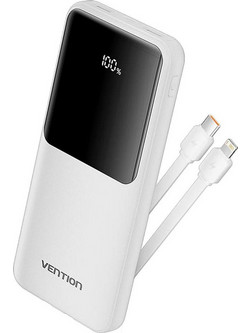 Vention XGYW0-39 Power Bank 10000mAh 22.5W με Θύρα USB-A & Θύρα USB-C White