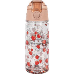 Konges Slojd Glitter Fragola Παιδικό Παγούρι Πλαστικό Διαφανές Σομόν 400ml