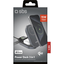 SBS Foldable 3in1 Ασύρματος Φορτιστής Qi2 Pad με Καλώδιο USB-C με Θύρα USB-C 15W