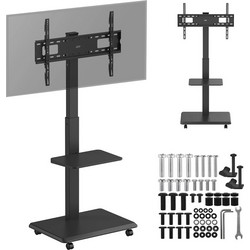 Ergo Office ER-304 Βάση Τηλεόρασης Δαπέδου Περιστρεφόμενη Τροχήλατη με Βραχίονα 37"-75" έως 50kg