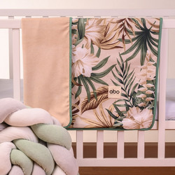 Abo Tropical Leaves Κουβέρτα Αγκαλιάς 90x90 Πράσινη Εκρού