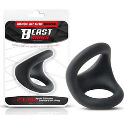 IntoYou Beast Rings Liquid Double Penis Ring 27/30mm BR-213 Ελαστικό Δαχτυλίδι Πέους & Όρχεων Σιλικόνης 3cm Μαύρο