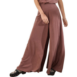 Namaste Ψηλόμεση Υφασμάτινη Γυναικεία Παντελόνα Loose Εφαρμογή με Λάστιχο Καφέ SS0126035