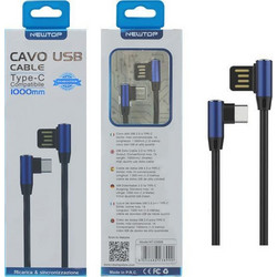 Newtop CU08 Angle 90° USB-A to USB-C 1m Blue