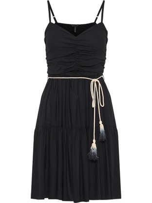 Funky Buddha Mini Καλοκαιρινό Βραδινό Φόρεμα Μεταξωτό Μαύρο FBL013-101-13