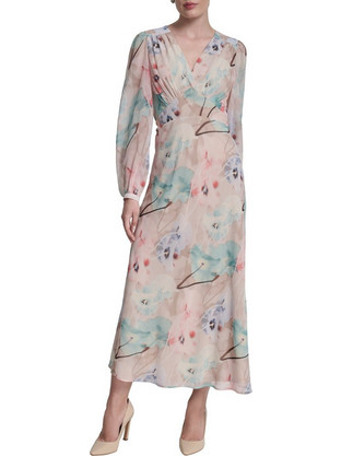 DKNY Maxi Φόρεμα για Γάμο / Βάπτιση Floral Κρουαζέ Ροζ DD6G1Q89-MO5