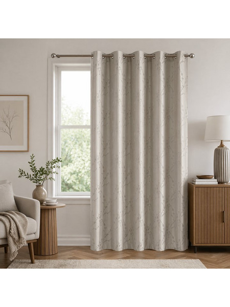 For Home Κουρτίνα Floral με Τρουκς 140x260 Markela Μπεζ