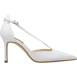 Nine West COLLAE3 Γόβες Δερμάτινες με Τακούνι Στιλέτο με Λουράκι Λευκές 14-140
