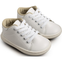 Babywalker Βαπτιστικά Sneakers για Αγόρι Δερμάτινα Ανατομικά Λευκά BS3030