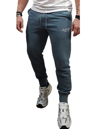 Jack & Jones Ανδρικό Παντελόνι Φόρμας με Λάστιχο Πετρόλ 12288641