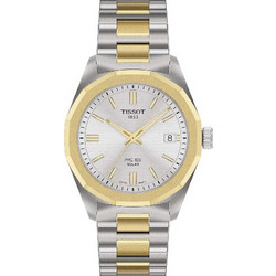 Tissot T-Classic PRC100 Γυναικείο Ρολόι Solar με Ασημί Χρυσό Μεταλλικό Μπρασελέ T151.822.22.031.00