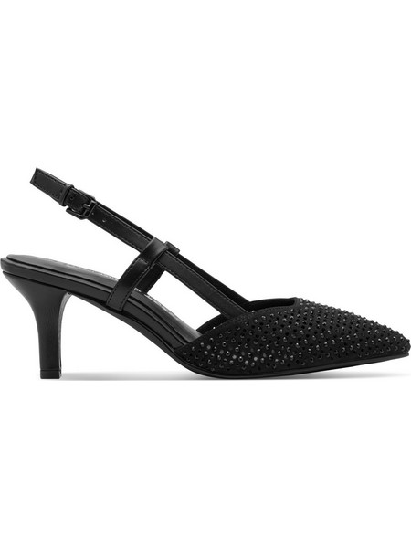 Marco Tozzi Ανατομικές Γόβες Slingback με Τακούνι Στιλέτο με Στρας Μαύρες 2-29667-46-001