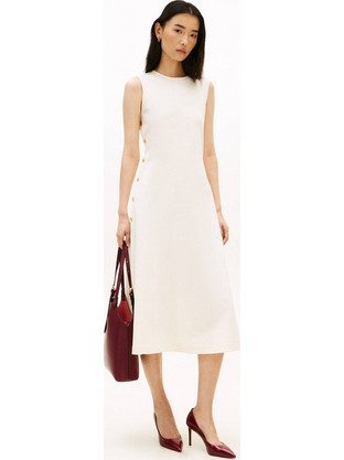 Tommy Hilfiger Midi Καθημερινό Φόρεμα Εκρού WW0WW48774-AEF