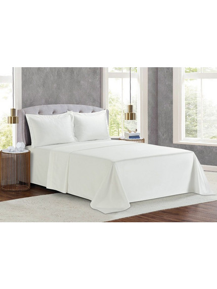 Liolios Home Σετ Σεντόνια Υπέρδιπλα Βαμβακοσατέν 245x270 Monaco White